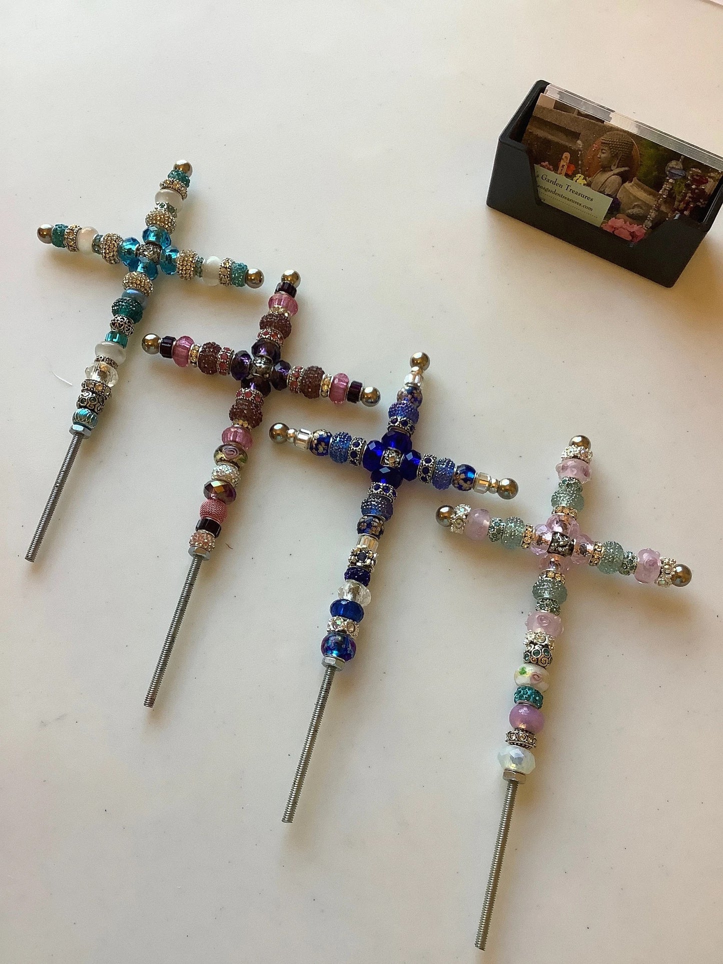 Beaded Cross - Garden Stake - Multiple Sizes